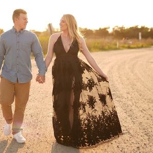 Perfect engagement photo black Lacey dress